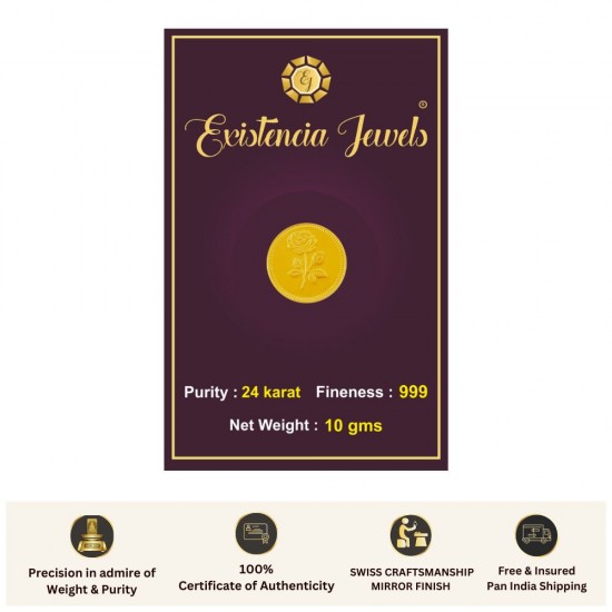 buy 10 gm rose gold coin in 999 purity from existenciajewels.in