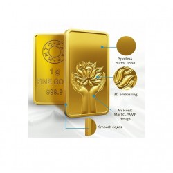 MMTC-PAMP 1 gram Lotus Engraved Gold Bar in 999.9 Purity / Fineness