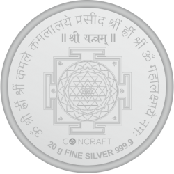 CoinCraft 10 gram Laxmi - Ganeshaji Silver Colour Coin 999.9 Purity / Fineness
